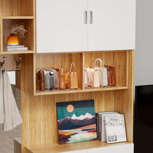 2 Pack Acrylic Purse Organizer for Closet,Adjustable Purse Dividers and Handbags Storage Organizer,Clear Shelf Dividers for Closet Organization,Bookshelf,Pocketbook,Wallet,Bag,Clutch Organizer