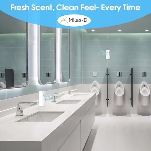 Automatic Air Freshener Spray Dispenser, Custom Timing (Day/Night/24H, 7.5/15 min interval), Wall Mounted or Free Standing, for Home and Commercial, Compatible with Glade Refill Can, White, Milas-D