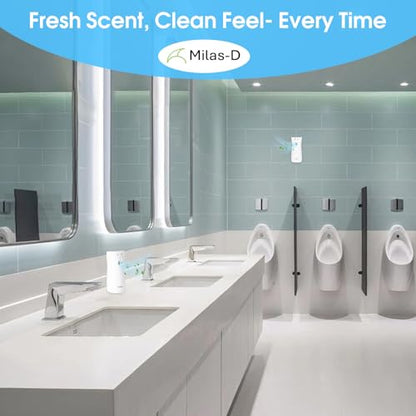 Automatic Air Freshener Spray Dispenser, Custom Timing (Day/Night/24H, 7.5/15 min interval), Wall Mounted or Free Standing, for Home and Commercial, Compatible with Glade Refill Can, White, Milas-D