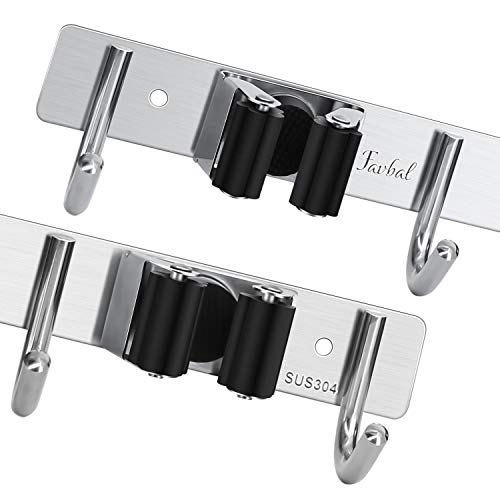 Broom Hanger Wall Mounted, 2PCS Mop and Broom Hold...