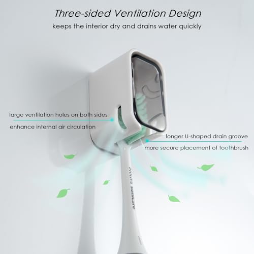 2PCS Toothbrush Holder Wall Mounted for Bathroom with Cover for Shower - with Toothpaste Clip - Single Slot Toothbrush Dispenser Storage Organizer for Travel with Detachable Design
