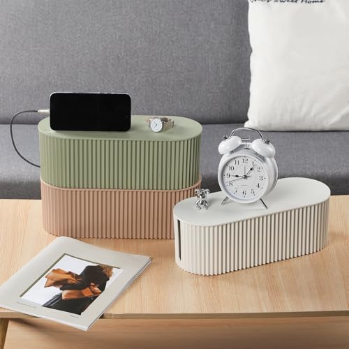 Large Cable Organizer Box for Power Strips, Surge Protectors, Chargers, TV Computer Wires - White