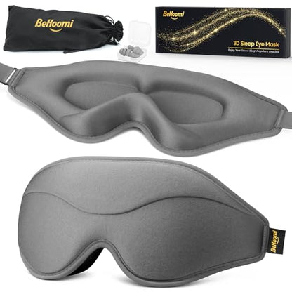 Sleep Mask, New Version, Premium Eye Mask for Sleeping, Total Blackout, Superior Soft Comfort, Upgraded 3D Ergonomic Designed Sleeping Mask for Home, Office, Travel, Meditation, Yoga, Gray