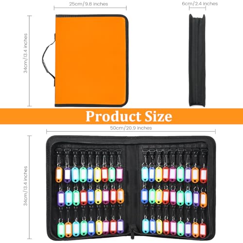 Portable Key Organizer with Handle, Fireproof and Waterproof Key Case, Key Holder with 54 Hooks and Tags Portable Key Storage Book for Offices Real Estate Agencies Hotels and Rental Management
