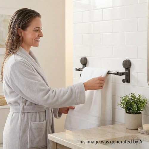 Suction Towel Rack, No Drill, Adjustable, RV Bathroom Kitchen, 15.7-30.7IN | Multi-use for bathroom, kitchen & RV，Adjustable length fits wall spaces，Easy install, removable, repositionable