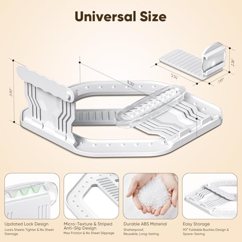Sheet Holders, 8Pcs Secure Bed Sheet Holders for Corners & Sides with Heavy Duty Bed Lock, Keep Sheets Firm & Tight, No More Loose Bedding, Universal Fit, Easy Installation