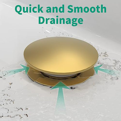 Bathroom Pop up Drain Without Overflow, Anti-Clogg... (Brushed Gold)