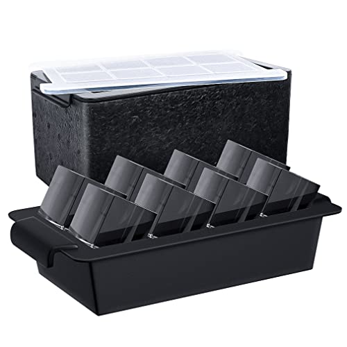 Upgrade 2 Inch Clear Ice Cube Tray Make 8 Large Sq... (Black | Silicone)
