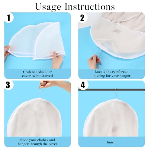 24pcs, Shoulder Covers For Hanging Clothes, Clothes Cover For Hanging, Suit Covers For Closet, Clothes Protectors For Hanging Clothes, Suit Covers, 24" W X 12" H X 2" D With 2" Gusset, Reusable