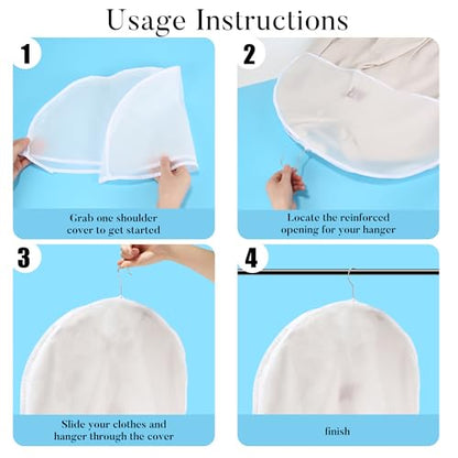 24pcs, Shoulder Covers For Hanging Clothes, Clothes Cover For Hanging, Suit Covers For Closet, Clothes Protectors For Hanging Clothes, Suit Covers, 24" W X 12" H X 2" D With 2" Gusset, Reusable