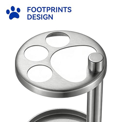 Toothbrush & Toothpaste Holder for Bathroom Countertop, Metal Electric Toothbrush Stand with Razor Slot, Ideal Design Caddy for Kids & Family, Brushed Silver