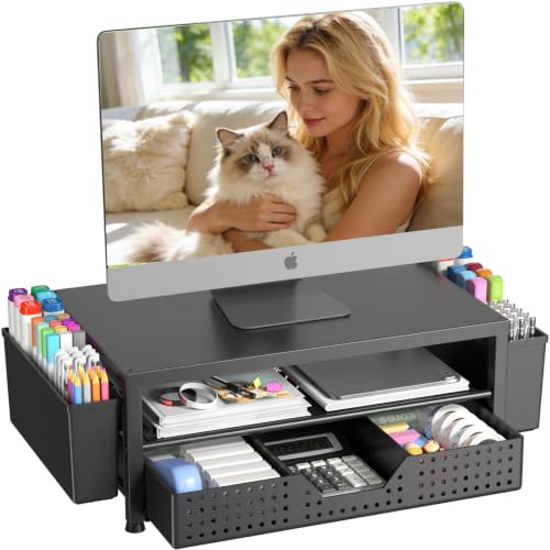 Desk Organizers and Accessories, Computer Monitor... (Black | Carbon Steel)