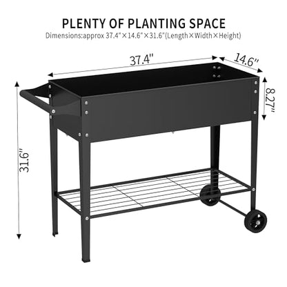 Elevate 32" Tall Raised Garden Bed with Wheel,Planter Box for Backyard,Outdoor Garden, Patio, Balcony, 400lb Capacity,Black