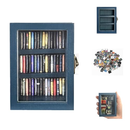 SIHPTO Mini Anxiety Bookshelf Desktop Decor Gift for Book Lovers | Mini Library Ornament with 60 PCS Mini Books, Stress Relief Fidget Decor for Home & Office