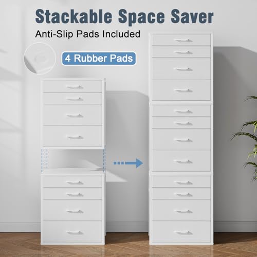 Espelism Closet Drawers with 4 Fabric Drawers, Stackable Closet Organizer | Storage dresser for clothes, accessories and essentials. Ideal for bedroom, office and dorm organization.