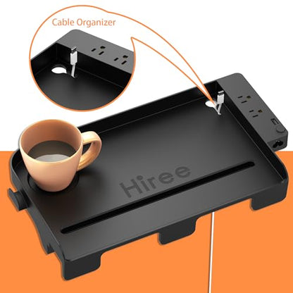 Bedside Shelf for Dorm Bunk Bed with USB Charging Port and 2 AC Outlets, Bedside Caddy, Attachable Bedside Table, College Dorm Essential Clip On Bedside Tray, Bunk Bed Accessories, Bedroom Furniture