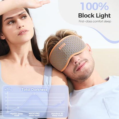 MZOO Pro Breathable Sleep Mask - Complete Blackout Sleeping Eye Mask for Side Sleeper, 3D Zero Pressure & Eyelash Friendly Night Blindfold Eye Covers, Travel Essentials & Birthday Gifts for Women Men