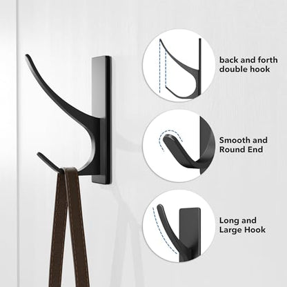 pickpiff Matt Black Self-Adhesive Hook, 13LB Hanger for Coat/Towel, 6-Pack