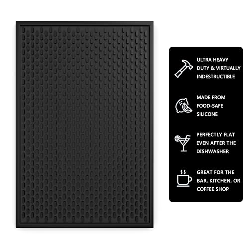 AXIESO Silicone Drip Mat - 1/2 Inch Thick, Heat-Resistant and Food Safe - Counter Top, Coffee Bar or Restaurant - Drying Mat for Glasses - 18x12 Inches