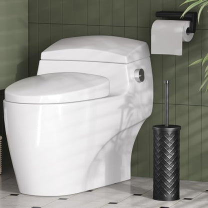 Toilet Bowl Brush and Holder Set 2 Pack with 4 Extra Brush Heads (Black) | Extra Long Handle with Splash Guard Cover, Tool-Free Installation, Bathroom Space-Saving, Cleaner Sets for Apartments, RV