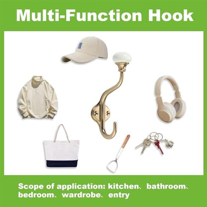 TUNNY Coat Hooks - 5 Pack Champagne Bronze Towel Hooks Robe Hooks Decorative Wall Hooks for Bathroom Bedroom Kitchen Towel Robe Clothes Cabinet Closet Bathroom Hardware