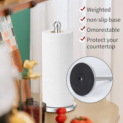 Kaishun Paper Towel Holder Countertop with Weighted Base for Standard Rolls