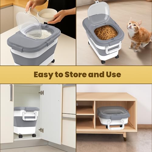 HOYTAMDA 20-30Lbs Collapsible Rice Container,Food Storage Containers Wheels
