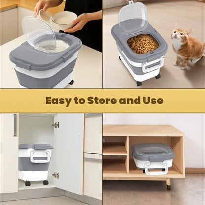 HOYTAMDA 20-30Lbs Collapsible Rice Container,Food Storage Containers Wheels