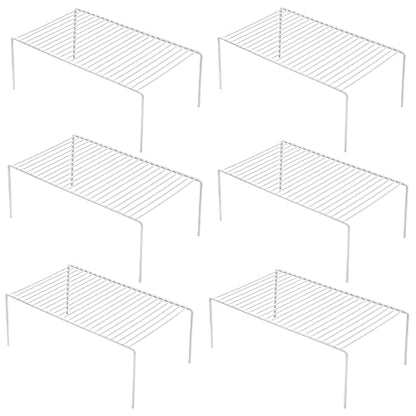 Set of 6 Large (15.7 x 9.4 Inch) Kitchen Cabinet Organizer Shelf, Wire Freezer Storage Shelves Rack, Rustproof Steel Metal Shelf Riser for Dish Plates Pantry Cupboard Organization, White