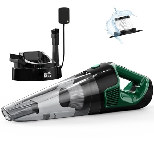 Minthouz Cordless Handheld Vacuum, 9700Pa Suction, LED Light, Charging Base | Strong Suction Car Vacuum Cleaner, Multi-Function Accessories, High-Efficiency Filter, for Home, Car, Pet, Office