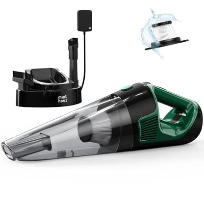 Minthouz Cordless Handheld Vacuum, 9700Pa Suction, LED Light, Charging Base | Strong Suction Car Vacuum Cleaner, Multi-Function Accessories, High-Efficiency Filter, for Home, Car, Pet, Office