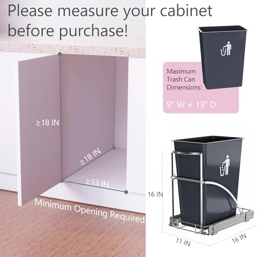 Pull Out Trash Can Under Cabinet with Soft-Close &... (black | Plastic)