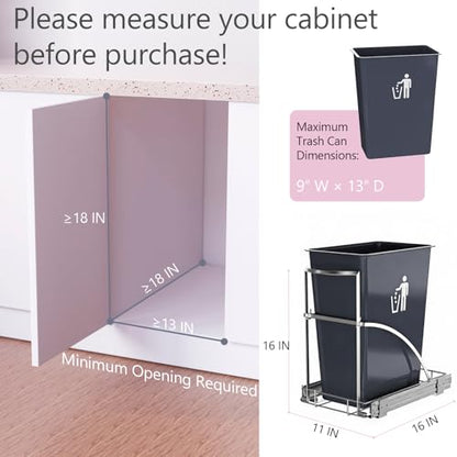 Pull Out Trash Can Under Cabinet with Soft-Close &... (black | Plastic)