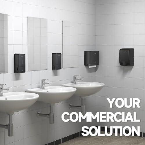 anydry Liquid Hand Soap Dispenser Wall Mounted 27oz Large Capacity Black | Durable ABS Material, Flexible Installation, Ideal for Commercial Bathroom, Easy Refill Wide Opening