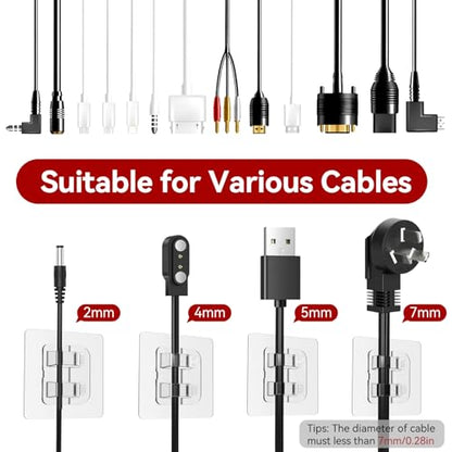 Hooks for Outdoor String Lights, 80 Pack Heavy Duty Cable Clips, Damage Free Cord Clips, Waterproof and UV-Resistant, Clear Self-Adhesive Hooks for Hanging Christmas Lights Outdoor and Patio Decor