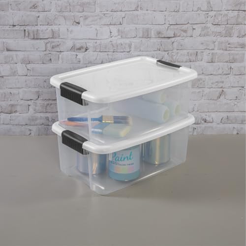 Sterilite 18 Qt Ultra™ Latch Box, Durable Clear Storage Bin w/ Lid, 6 Pack | Heavy-Duty and Stackable Plastic Containers with Latches for Closet, Cabinet, Bedroom, Bathroom and Dorm Room Organization