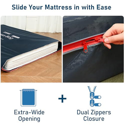 ZCHENBS® - King Mattress Bags for Moving, Waterproof Storage Bag with Zipper, Heavy-Duty 5 Mil Ultra-Thick California King Mattress Protector Cover for Moving, Reusable (Solid/Black, 1 Pack)