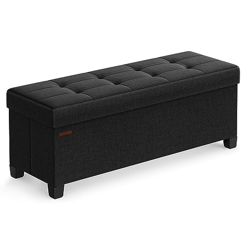 Storage Ottoman Bench, Foldable Foot Rest with Leg... (Ink Black)