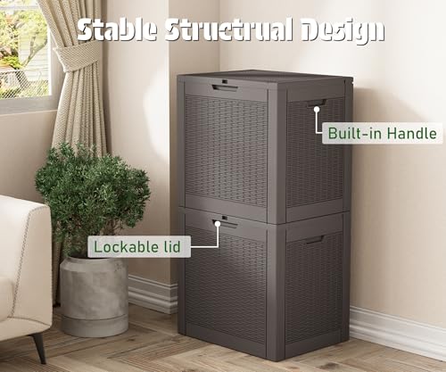 Outdoor Storage Box 31 Gallon,Waterproof Indoor Outside Deck Boxes,Backyard Storage Bin for Package Delivery,Garden Tools,Patio Cushions,Pool Accessories,Storage Bench Lockable Lid,Tool Box