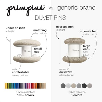 Duvet Clips Pin Fasteners - Classic Linen - Natural, Set of 4 | 20 Colors Available, Keeps Comforter from Shifting in Cover, Holds Duvet in Place