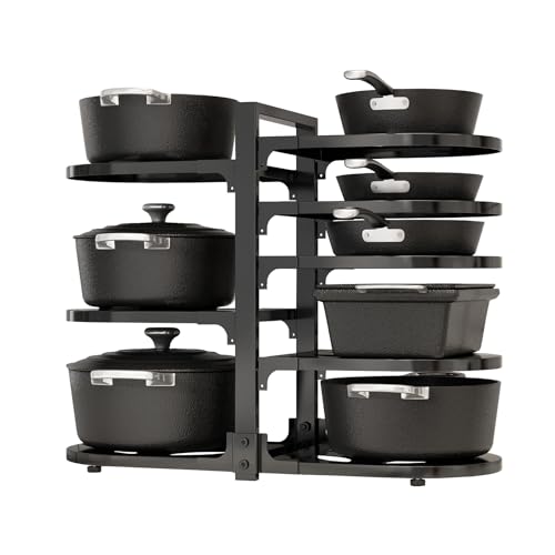 Adjustable Heavy Duty Pots and Pans Organizer Unde... (Black | Modem)