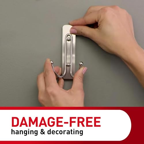 Command Large Bronze Double Hooks, 2 Hooks, 2 Strips | Damage-Free Wall Hooks with Adhesive Strips, No Tools Coat Hooks for Hanging Home Decor, Holds up to 4 lb