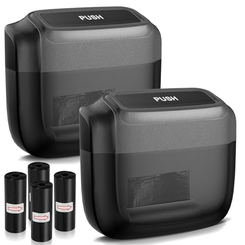 2 Pack Car Trash Can with Lid, Built-in Storage Garbage Bag, Black | Leakproof Car Door Trash Can with Hook, 60pcs Trash Bags, Mini Automotive Garbage Bin for Vehicle, Office, Home