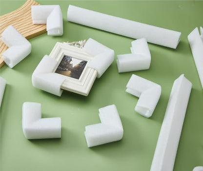 32Pcs Picture Frame Foam Corner Protectors for Moving - U-Channel Foam Edge for Photo Mirror Art Furniture Packing, L-Shaped Cushioning for Artwork