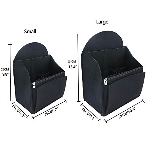 Felt Backpack Organizer Insert for Rucksack Handbag Shoulder Bag (Black,Small)