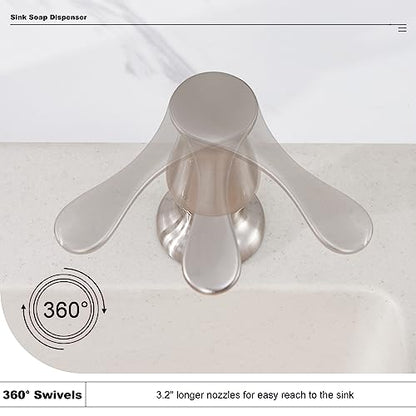 Kitchen Sink Soap Dispenser Brushed Nickel, G0086BN-G | Under Sink Soap Dispenser with 40" Silicone Extension Tube, Say Goodbye to Frequent Refills