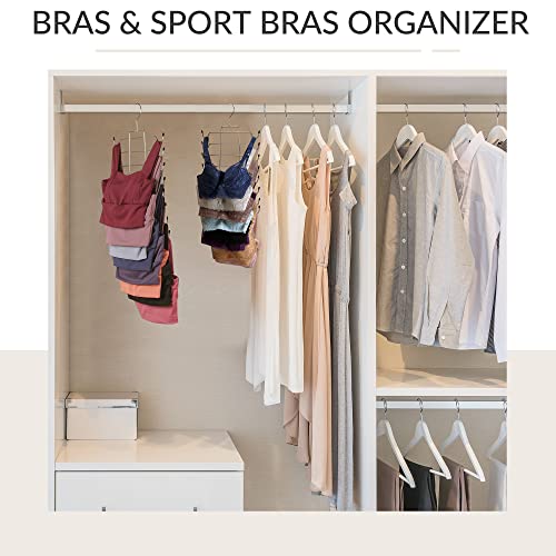 2 Pack Tank Top Hanger, Bra Organizer for Closet, Space Saving | 32 Hooks Total, Sturdy Metal, 360° Rotating, Foldable Design, Hanging Closet Organizers and Storage for Apartments and Dorms