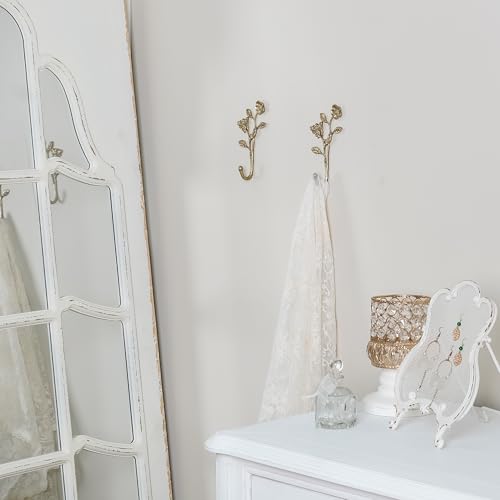 SOFFEE DESIGN 2pcs Metal Dark Gold Coat Hooks with 3D Bee & Flowers Shape, for Entryway, Bathroom, Bedroom Farmhouse Decoration