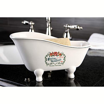 Kingston Brass BATUBSRW Aqua Eden Mini Ceramic Slipper Bathtub, 8-1/16-Inch x 3-7/8-Inch x 4-1/2-Inch, White