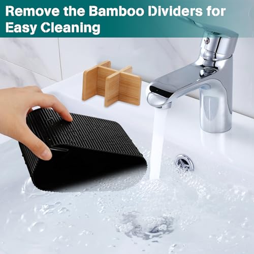 GFWARE Black Toothbrush Holder, 5 Slots Bathroom Organizers and Storage | Bamboo Toothbrush Holder, Kids Electric Toothbrush Holder and Toothpaste Storage for Bathroom Sink Organizer
